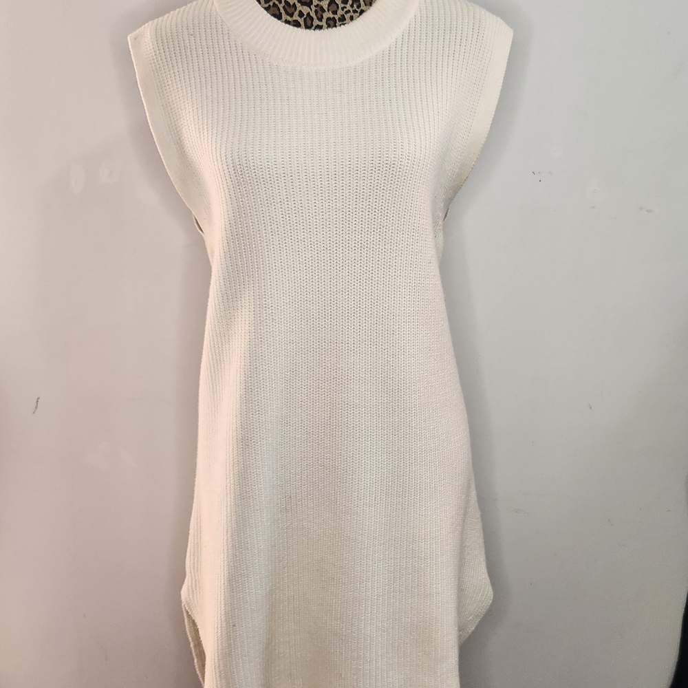 H&M Cream Ribbed Knit Tank Top Dress/Sweater